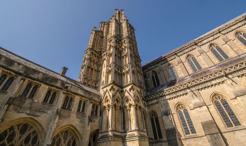 Low angle view of historical building against clear sky