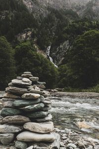 Stack of rocks on shore