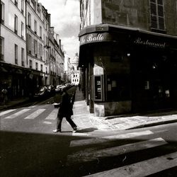 Woman walking on street