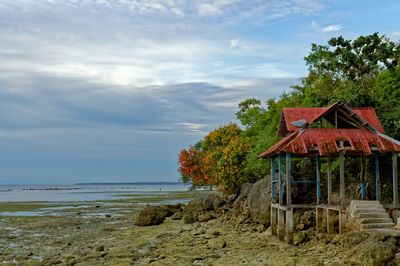 Scenic view of sea against cloudy sky