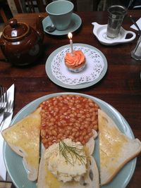 Close-up of food served in plate