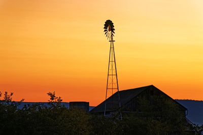 Silhouette plant on street against sky during sunset