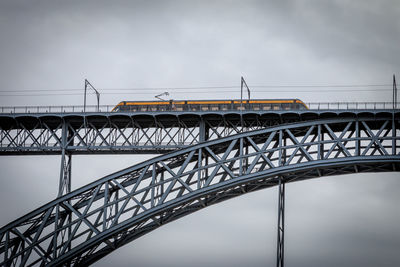 Low angle view of railway bridge against sky