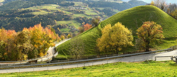 Scenic view of landscape during autumn