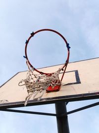 Low angle view of basketball hoop against sky