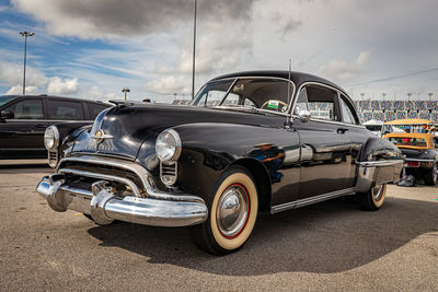 Vintage car on street in city