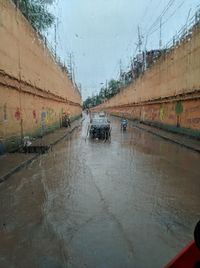 Wet road during rainy season