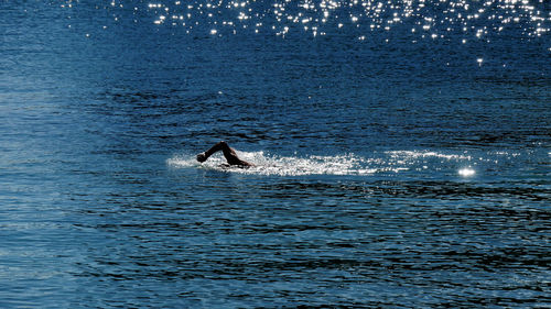 Full frame shot of blue water in sea