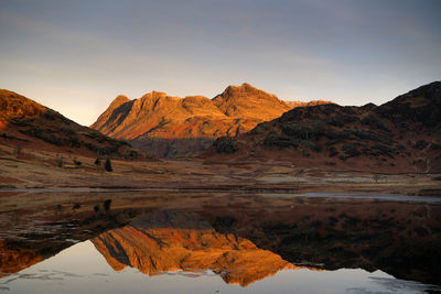 Blea tarn during a winter sunrise