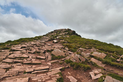 Low angle view of mountain against sky