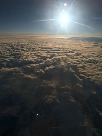 Aerial view of landscape against sky during sunset