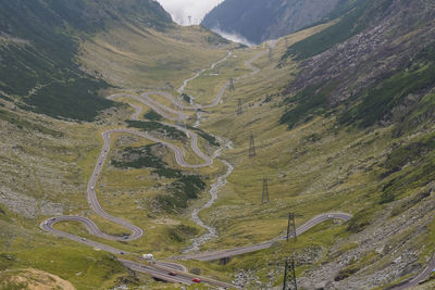 High angle view of mountain road