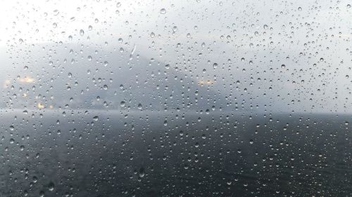 Full frame shot of raindrops on window