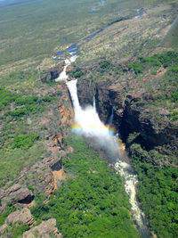 High angle view of waterfall