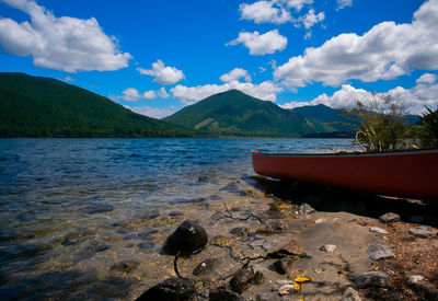 Scenic view of lake against sky