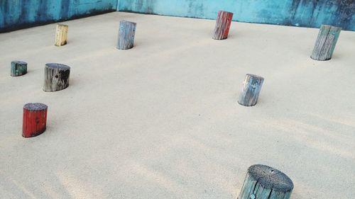 High angle view of water on table