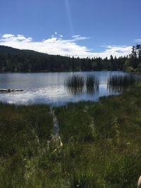 Scenic view of lake against sky