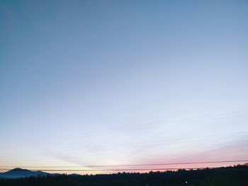 Scenic view of silhouette landscape against clear sky during sunset