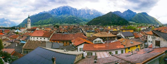 Buildings and mountains at borgo valsugana