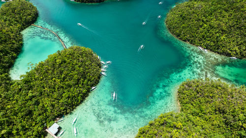 High angle view of beach