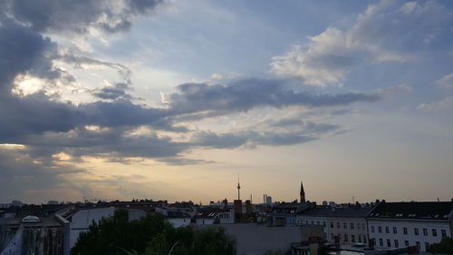 View of cityscape at sunset