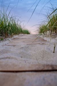 Surface level of road against sky