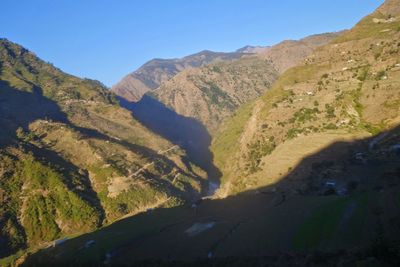 Scenic view of mountains against clear sky