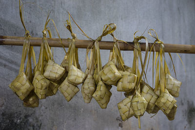 Ketupat is a natural rice casing made from young coconut leaves for cooking rice.