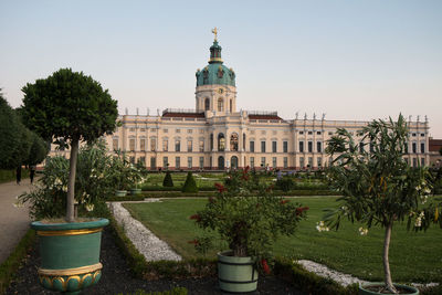 View of historical building in garden