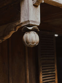 Close-up of wooden post