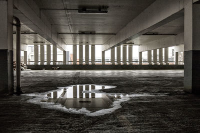 Interior of empty parking lot