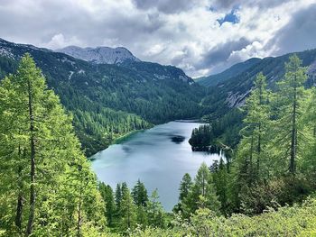 Scenic view of lake against sky