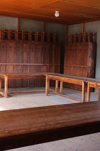 View of wooden bench in building