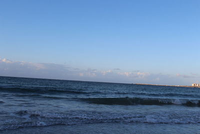 Scenic view of sea against clear sky