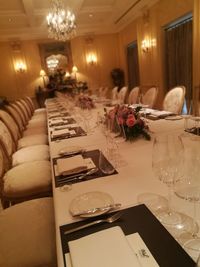 Table and chairs in restaurant