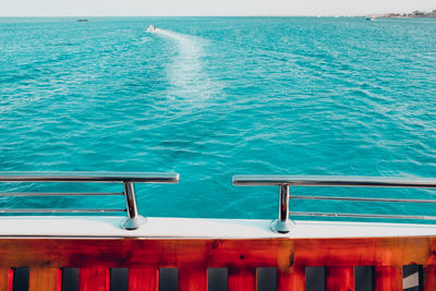 High angle view of swimming pool by sea