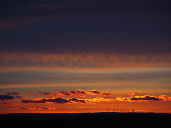 Scenic view of silhouette landscape against sky during sunset