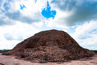 Rock formations on landscape against sky