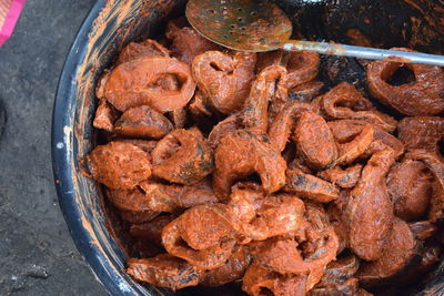 High angle view of food in container