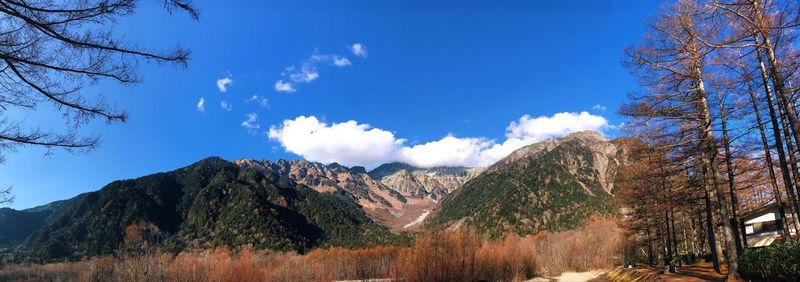 Panoramic view of landscape and mountains against sky