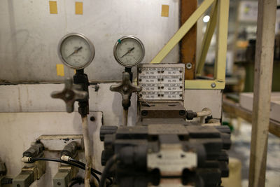 Close-up of machine part in factory