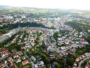 High angle view of townscape against sky