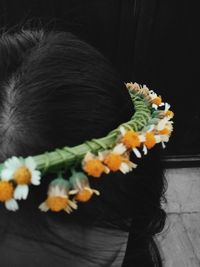 Close-up of cat by flowers