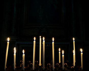 Close-up of illuminated candles