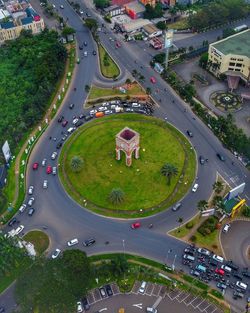 High angle view of city street