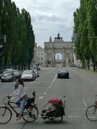 Cars parked on road