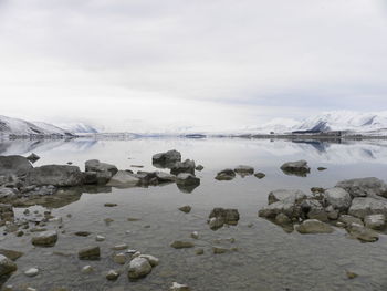 Scenic view of lake against sky