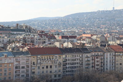 High angle view of buildings in city