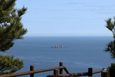 Scenic view of sea against clear sky