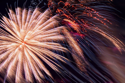 Full frame shot of firework display at night